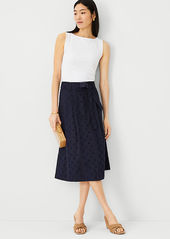 Ann Taylor Eyelet Tie Waist Pleated Midi Skirt