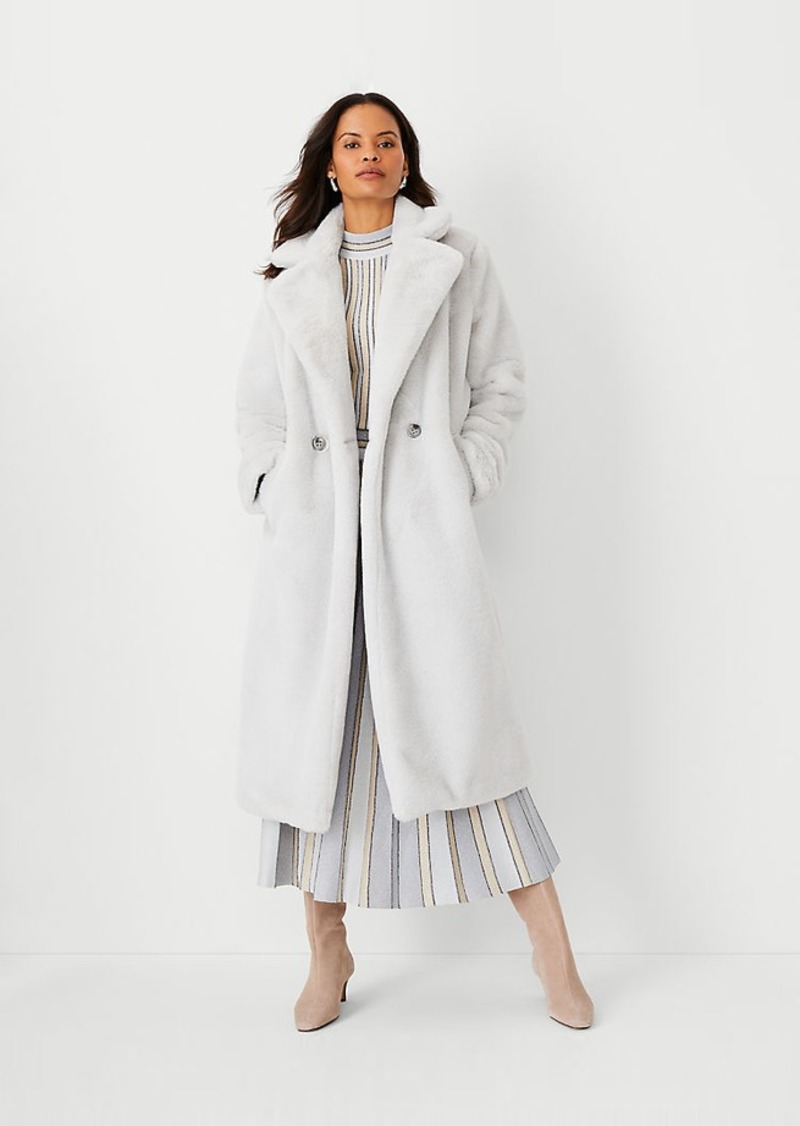 Ann Taylor Faux Fur Double Breasted Coat
