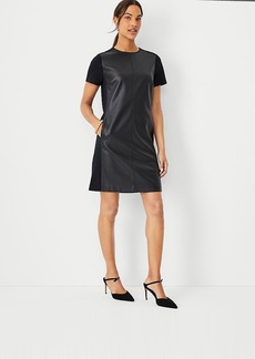 Ann Taylor Faux Leather Mixed Media Shift Dress