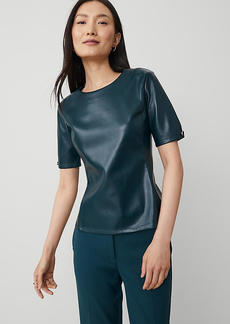 Ann Taylor Faux Leather Peplum Top