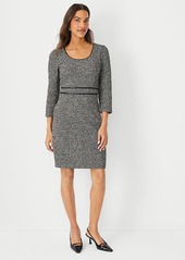 Ann Taylor Faux Leather Trim Boucle Sheath Dress