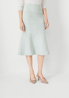 Ann Taylor Faux Suede Seamed Flare Midi Skirt