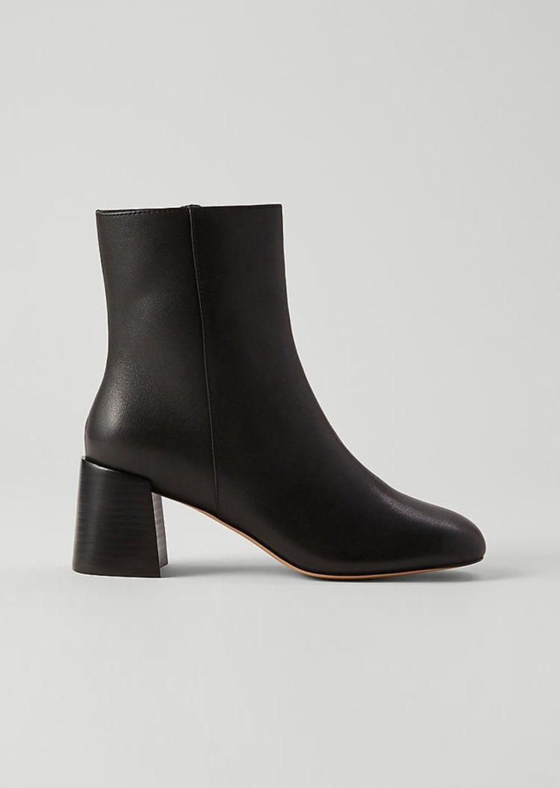 Ann Taylor Flare Heel Leather Bootie