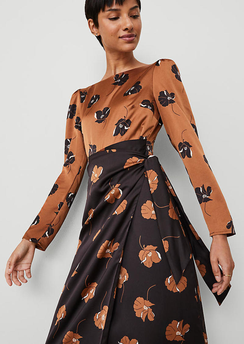 Ann Taylor Floral Boatneck Column Midi Dress