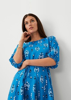 Ann Taylor Floral Boatneck Flare Dress