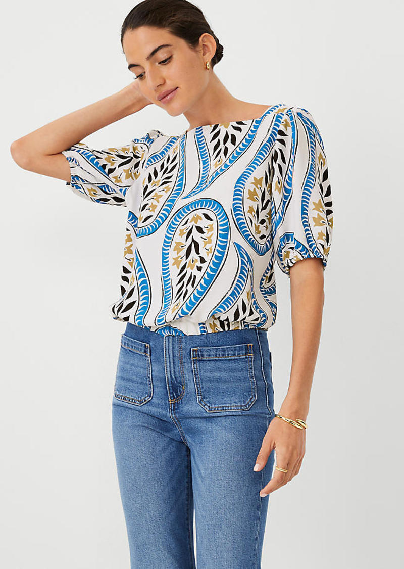 Ann Taylor Floral Boatneck Top