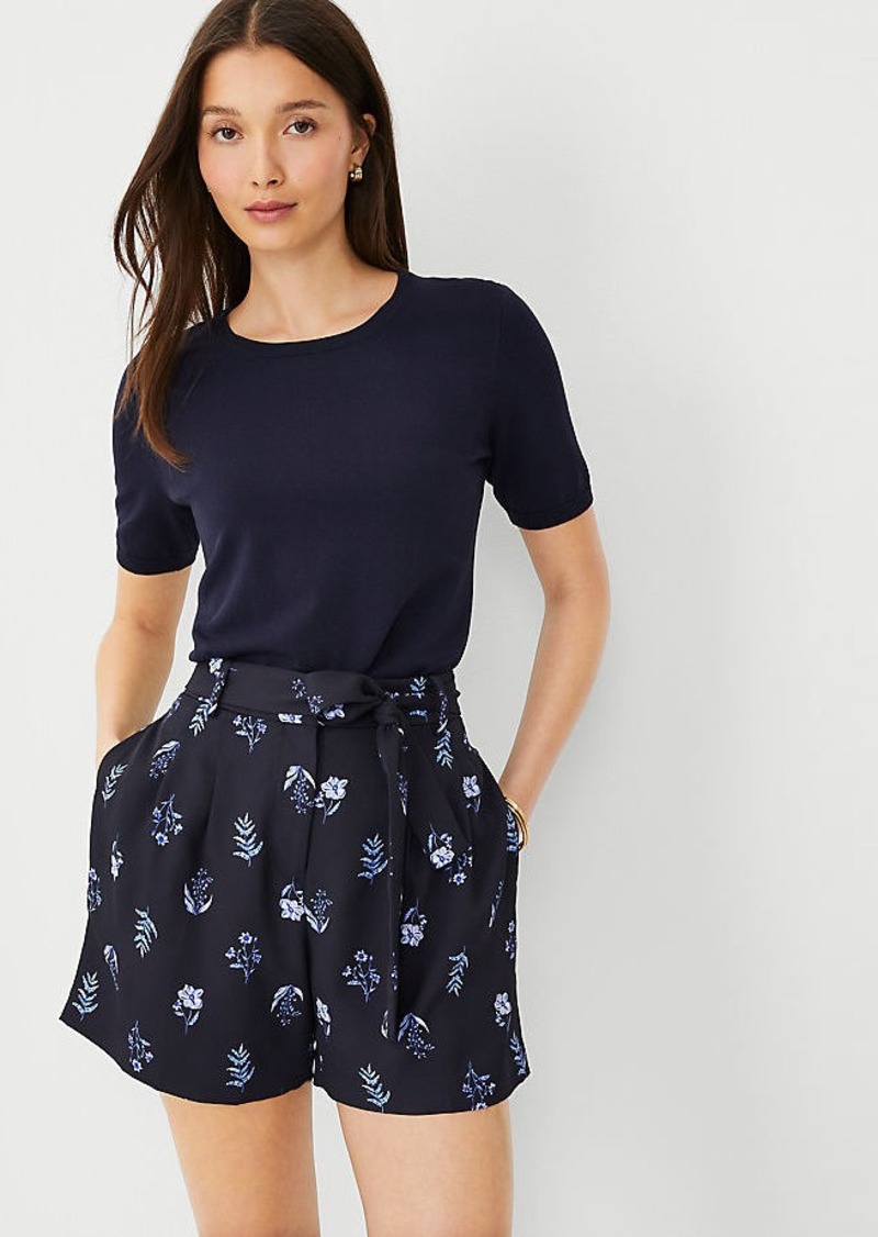 Ann Taylor Floral Tie Waist Pleated Shorts