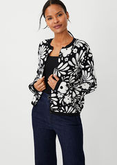 Ann Taylor Floral Jacquard Crop Cardigan