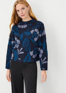 Ann Taylor Floral Jacquard Funnel Neck Sweater