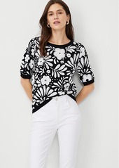 Ann Taylor Floral Jacquard Sweater Tee