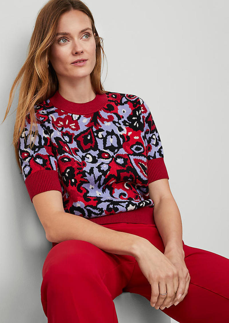 Ann Taylor Floral Jacquard Sweater Tee