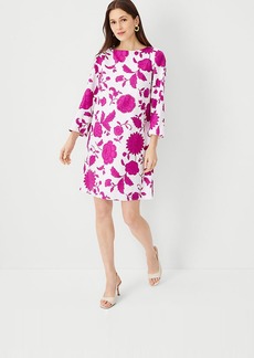Ann Taylor Floral Linen Blend 3/4 Sleeve Shift Dress