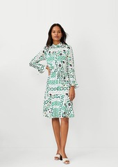 Ann Taylor Floral Maze Tie Waist Flare Dress