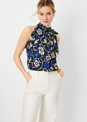 Ann Taylor Floral Ruffle Halter Top