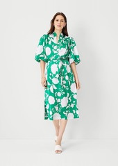 Ann Taylor Floral Split Neck Midi Dress