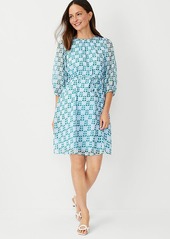 Ann Taylor Floral Tile Belted Shift Dress