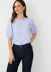 Ann Taylor Floral Tile Puff Sleeve Tee