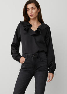 Ann Taylor Flounce V-Neck Blouse