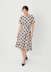 Ann Taylor Geo Belted Twist Flare Dress