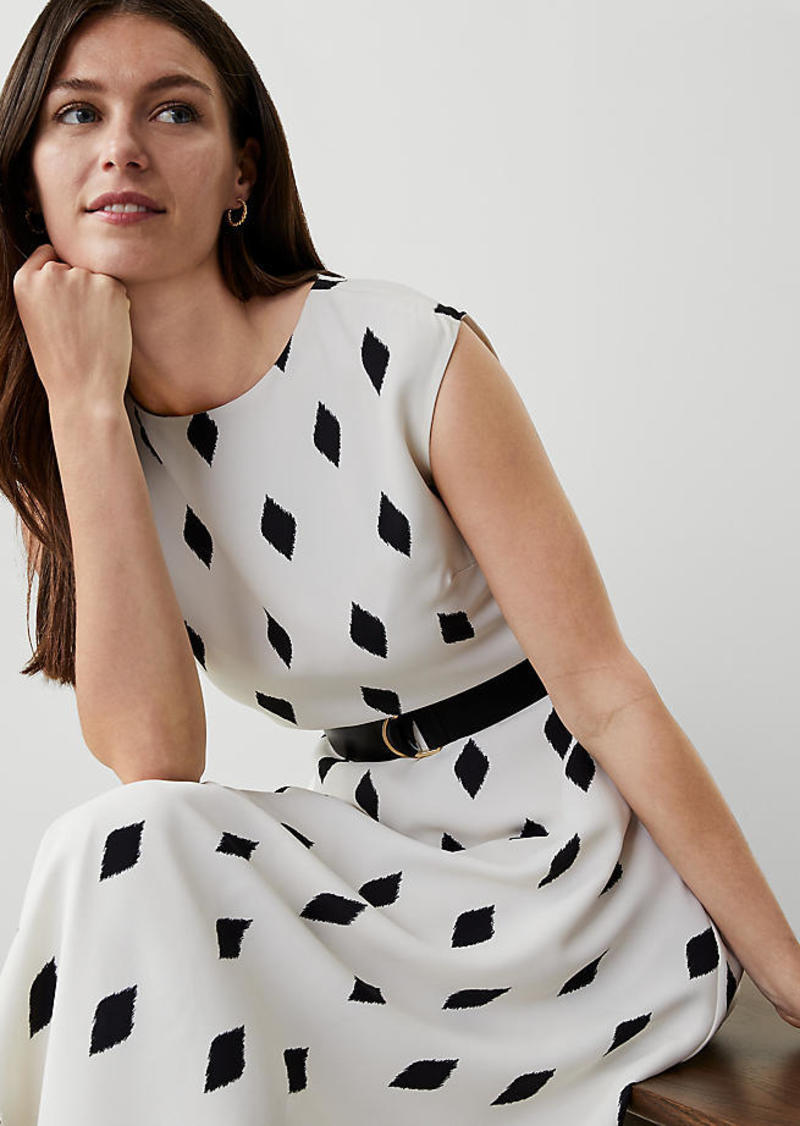 Ann Taylor Geo Boatneck Flare Midi Dress