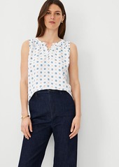 Ann Taylor Geo Mixed Media Button Popover Top