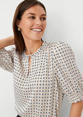 Ann Taylor Geo Ruffle Neck Popover Top