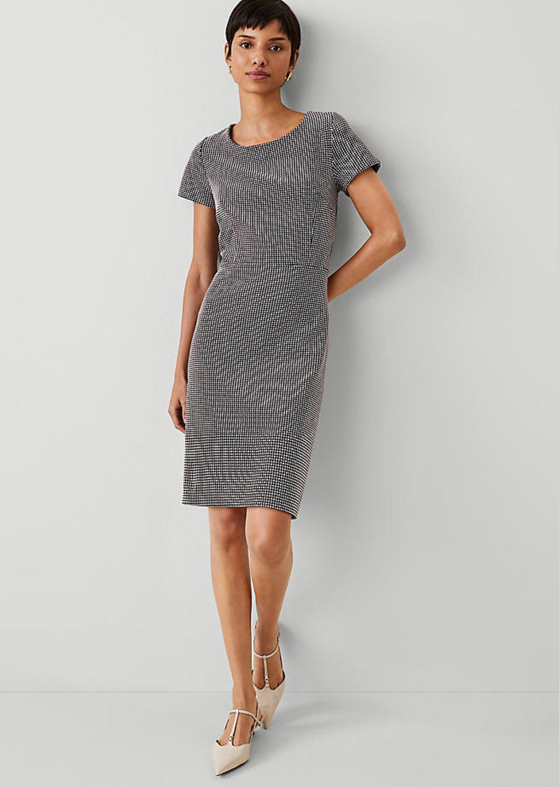 Ann Taylor Textured Knit Short Sleeve Flare Dress