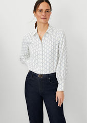 Ann Taylor Geo Stripe Shirred Shirt