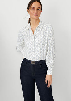 Ann Taylor Geo Stripe Shirred Shirt