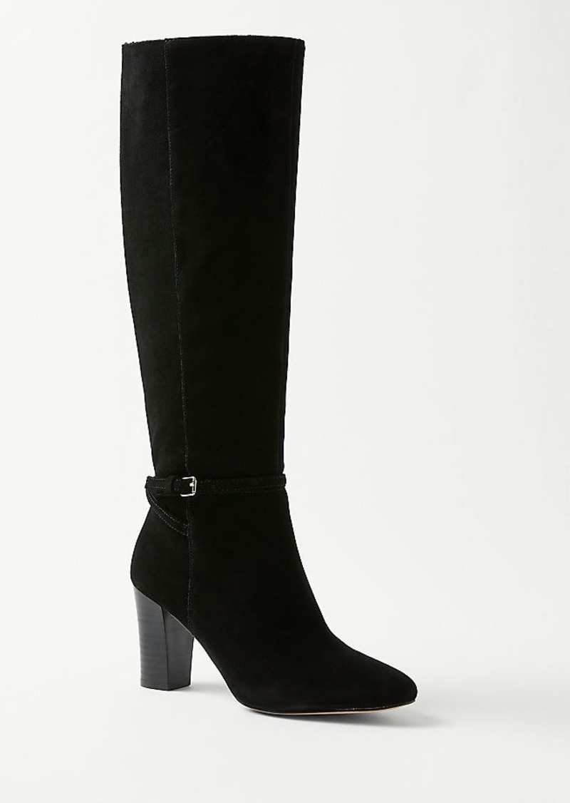 Ann Taylor High Heel Suede Buckle Boots