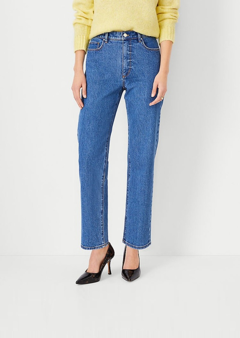 Ann Taylor High Rise Straight Jeans in Vintage Mid Indigo Wash - Curvy Fit