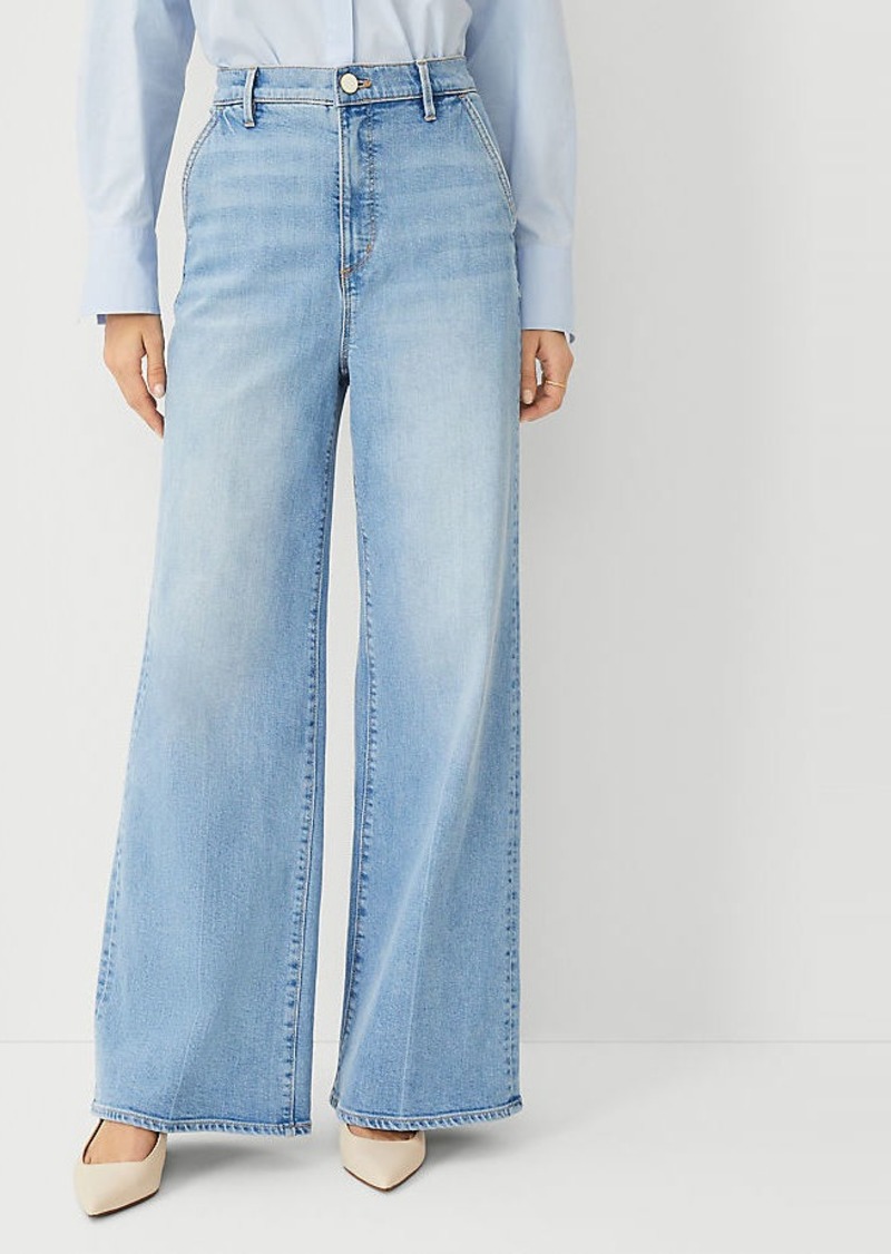Ann Taylor High Rise Trouser Jeans in Light Wash Indigo