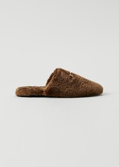 Ann Taylor Horsebit Fuzzy Slide Flat