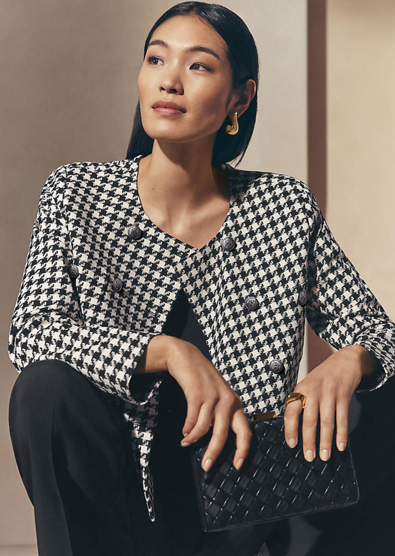 Ann Taylor Houndstooth Double-Breasted Jacket