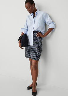 Ann Taylor Houndstooth Fringe Tweed Denim Skirt