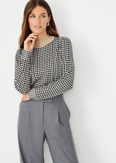 Ann Taylor Shimmer Houndstooth Jacquard Sweater