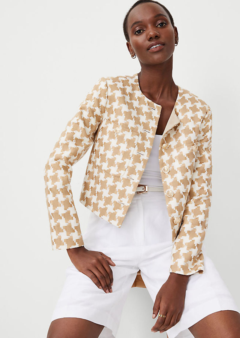 Ann Taylor Houndstooth Patch Pocket Jacket