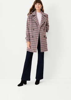 Ann Taylor Houndstooth Wool Blend Peacoat