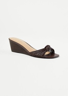 Ann Taylor Knotted Leather Low Wedge Sandals