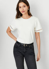 Ann Taylor Lace Inset Puff Sleeve Top