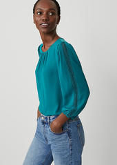 Ann Taylor Lace Trim Mixed Media Top