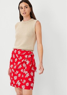 Ann Taylor Leafed Linen Blend Sarong Wrap Skirt