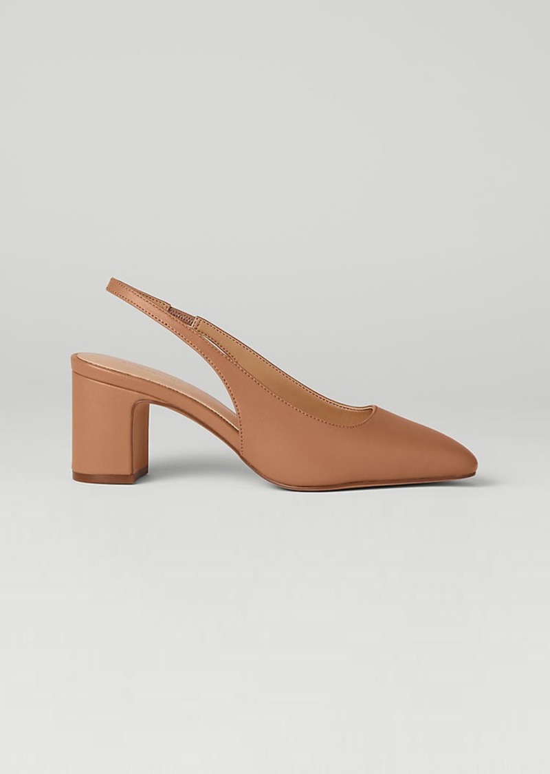 Ann Taylor Leather Block Heel Slingback Pumps