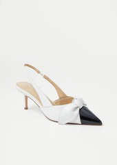 Ann Taylor Leather Bow Mid Heel Slingback Pumps