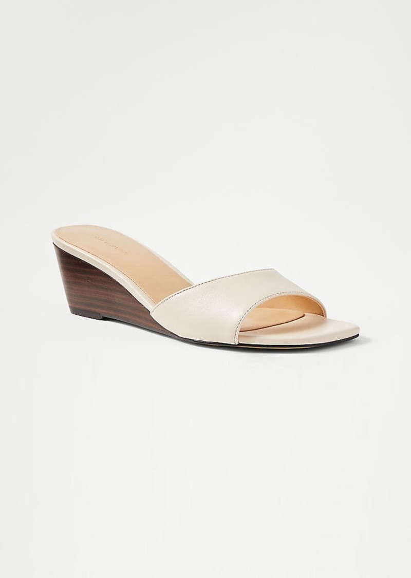 Ann Taylor Leather Low Wedge Sandals