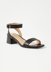 Ann Taylor Leather Mid Block Heel Sandals