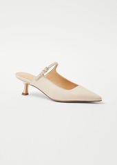 Ann Taylor Leather Pointy Toe Kitten Heel Pumps