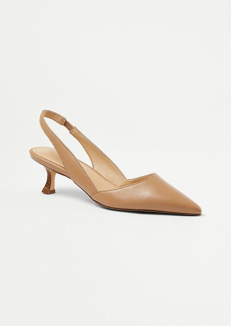 Ann Taylor Leather Slingback Kitten Heel Pumps