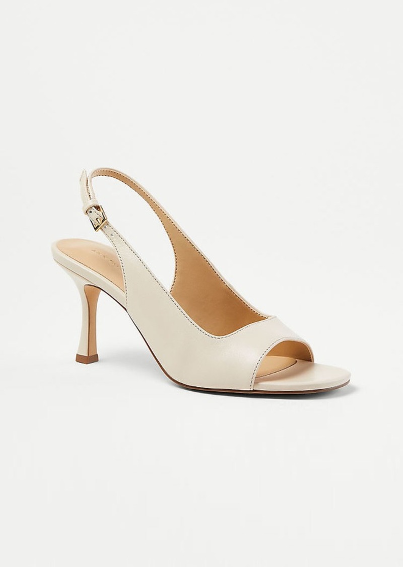 Ann Taylor Leather Square Toe Slingback Sandals
