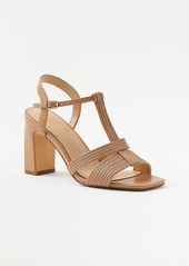 Ann Taylor Leather Strappy High Block Heel Sandals